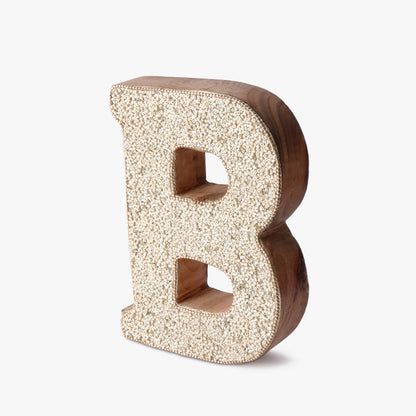 Artful Beaded Wooden Letter B Ornament | 6 x 2 x 8 inches
