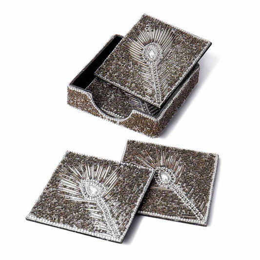Silver Sparkle Beaded Coasters | Set Of 4 Default Title