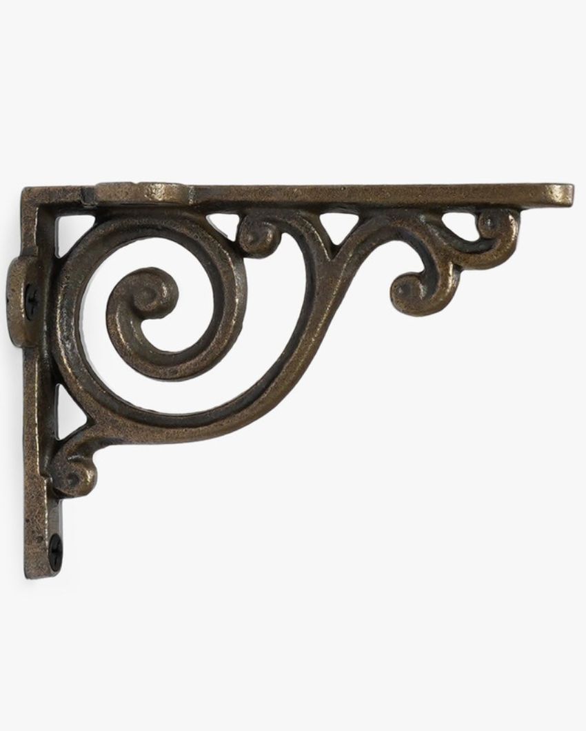 Ornate Pattern Handcrafted Iron Wall Brackets | Set Of 2 | 4 x 3 inches