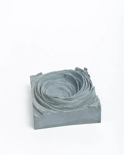 Sleek Spiraled Structure Cyclone Concrete Ashtray | 5 x 5 x 2 inches