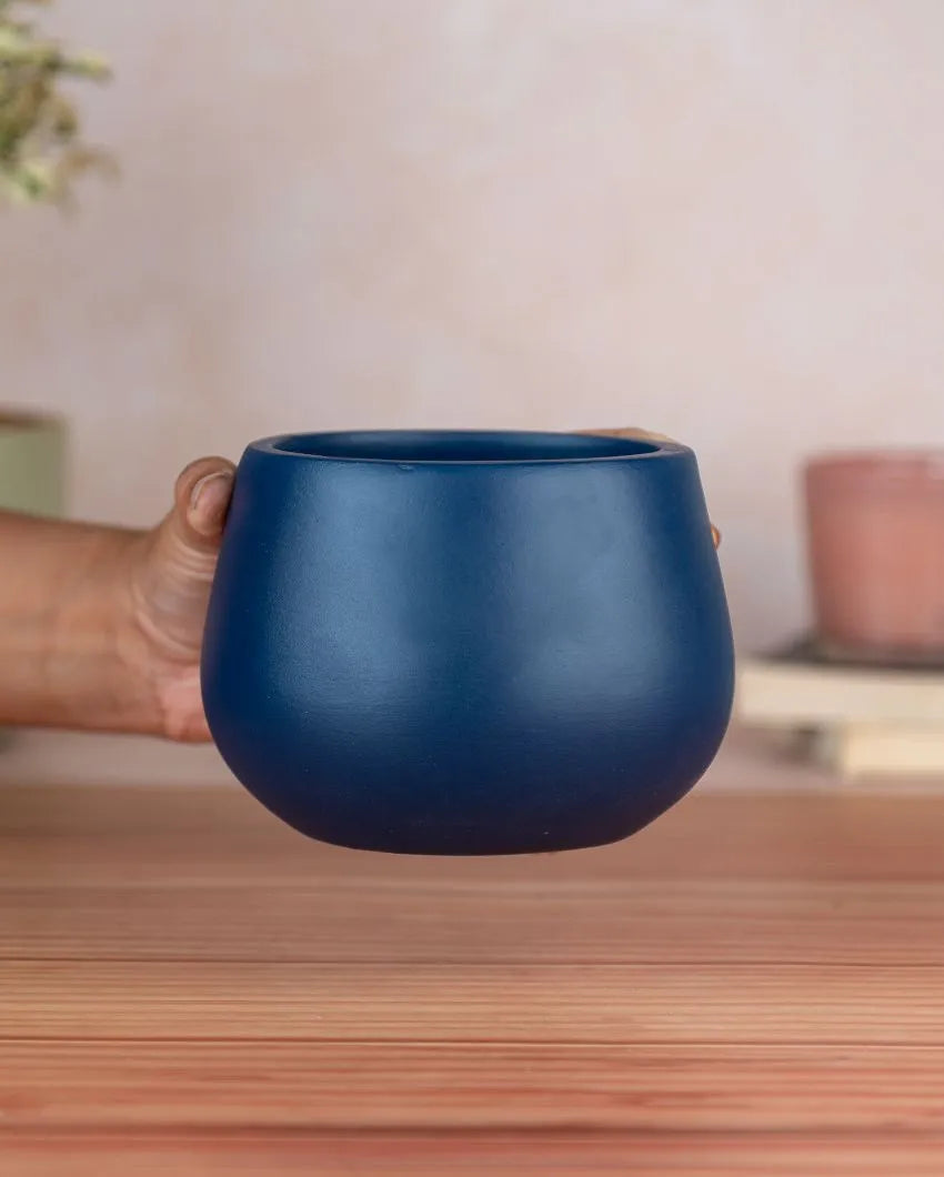 Dark Blue Beautiful Minimal Terracotta Planter