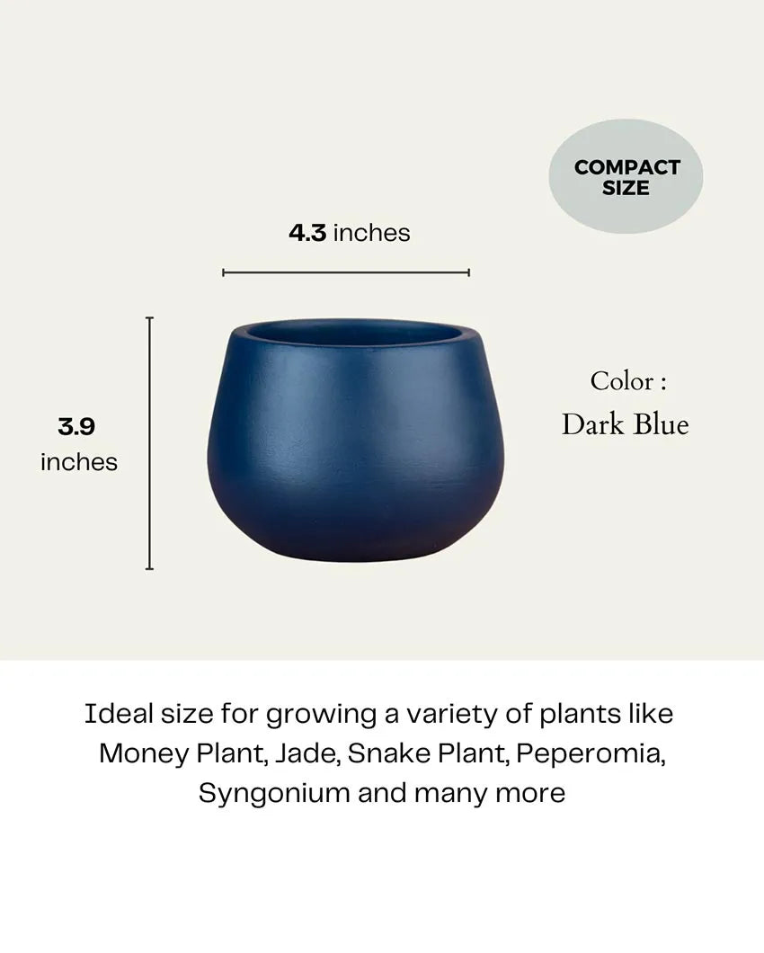 Dark Blue Beautiful Minimal Terracotta Planter