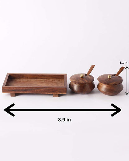 Elegant Mango Wood Serving Bowl Set with Tray & Spoons