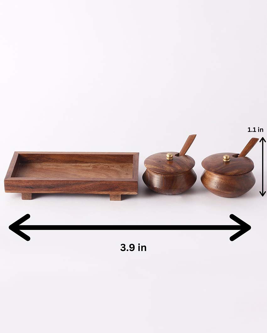 Elegant Mango Wood Serving Bowl Set with Tray & Spoons