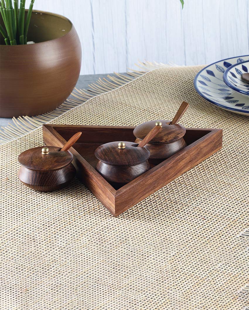 Elegant Mango Wood Serving Bowl Set with Tray & Spoons