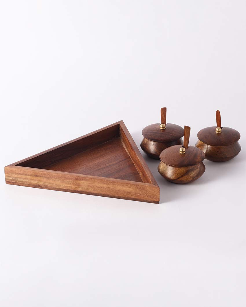 Elegant Mango Wood Serving Bowl Set with Tray & Spoons