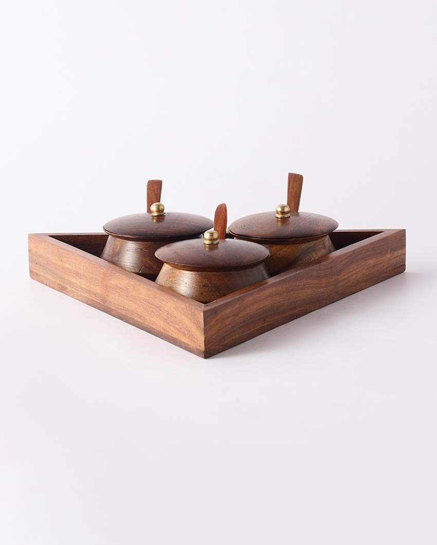 Elegant Mango Wood Serving Bowl Set with Tray & Spoons