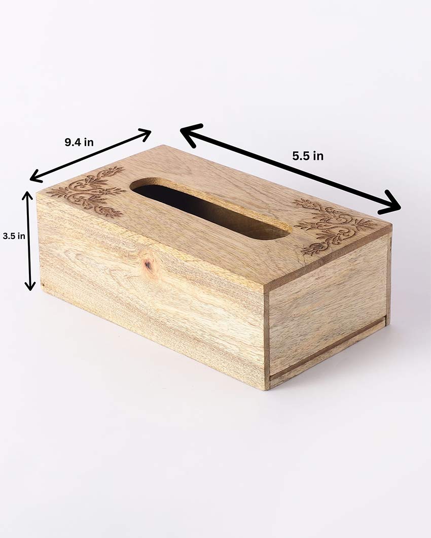 Durable Wooden Brown Tissue Box Holder | 9 x 6 x 4 inches