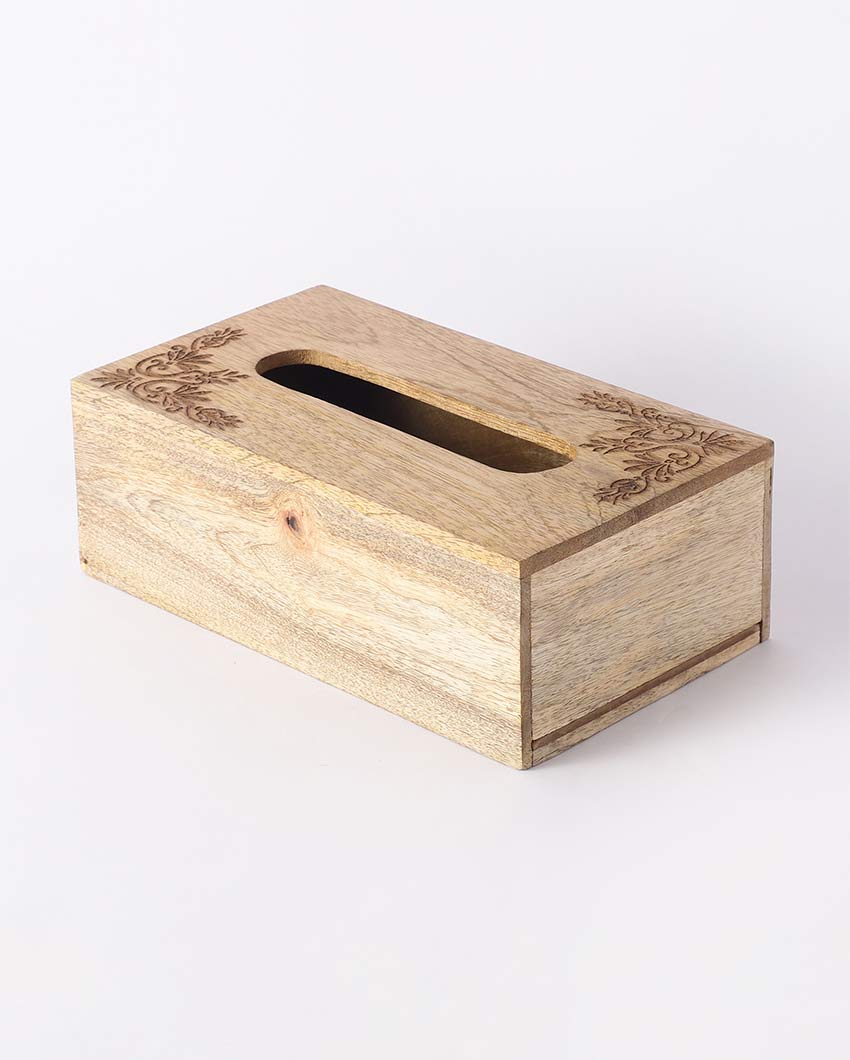 Durable Wooden Brown Tissue Box Holder | 9 x 6 x 4 inches