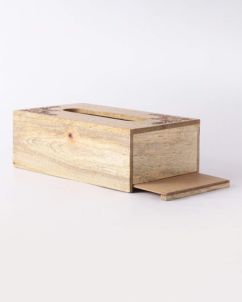 Durable Wooden Brown Tissue Box Holder | 9 x 6 x 4 inches