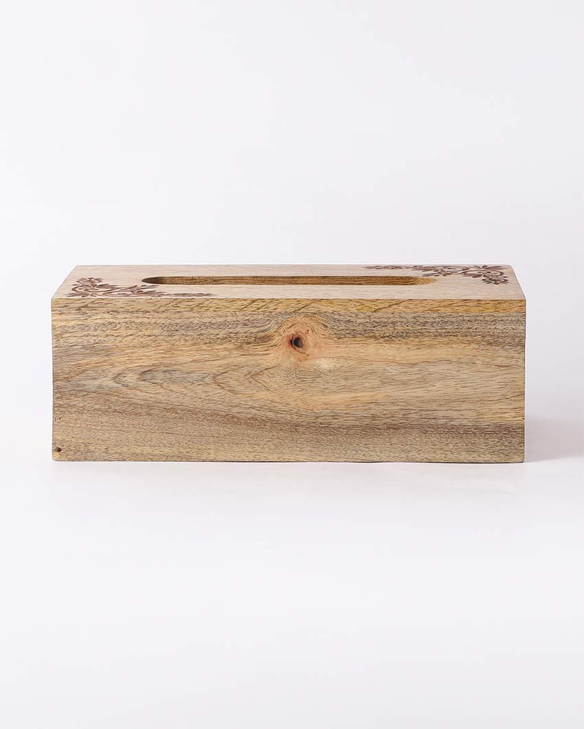 Durable Wooden Brown Tissue Box Holder | 9 x 6 x 4 inches