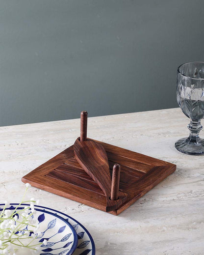 Elegant Stylish Wooden Brown Tissue Holder | 7 x 7 x 3 inches