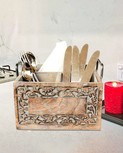 Classic Design Grey Wooden Cutlery Holder