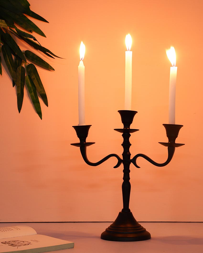 Elegant Three Arm Design For Hosting Candlelight Events Aluminium Candle Holder | 10 x 4 x 11 inches