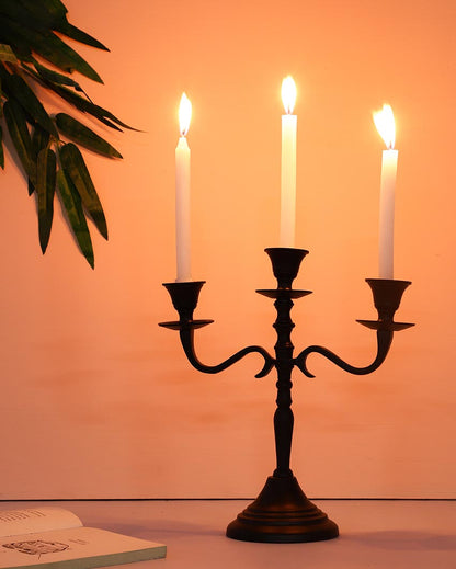 Elegant Three Arm Design For Hosting Candlelight Events Aluminium Candle Holder | 10 x 4 x 11 inches