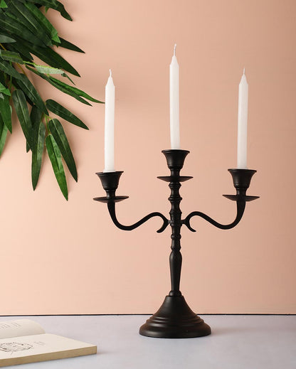 Elegant Three Arm Design For Hosting Candlelight Events Aluminium Candle Holder | 10 x 4 x 11 inches