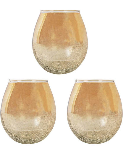 Premium Glass Gold-Plated Tealight Holder | Set of 3 | 3 x 5 inches