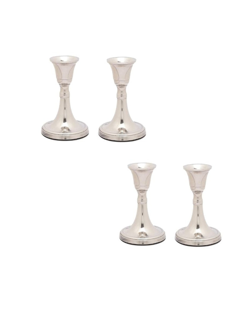 Charming Mini Aluminium Candle Stands | Set of 4 | 3 x 3 inches