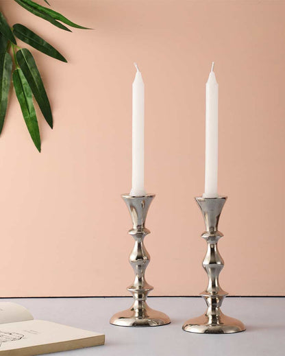 Elegant Aluminium Centerpiece Candle Stands | Set of 2 | 3 x 6 inches