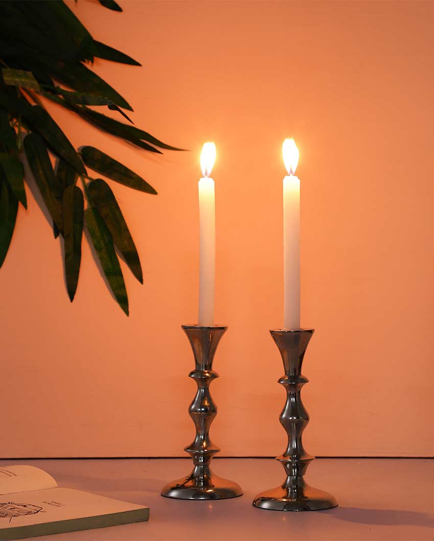 Elegant Aluminium Centerpiece Candle Stands | Set of 2 | 3 x 6 inches