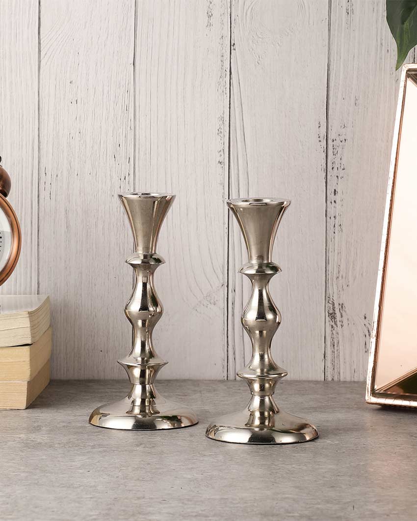 Elegant Aluminium Centerpiece Candle Stands | Set of 2 | 3 x 6 inches