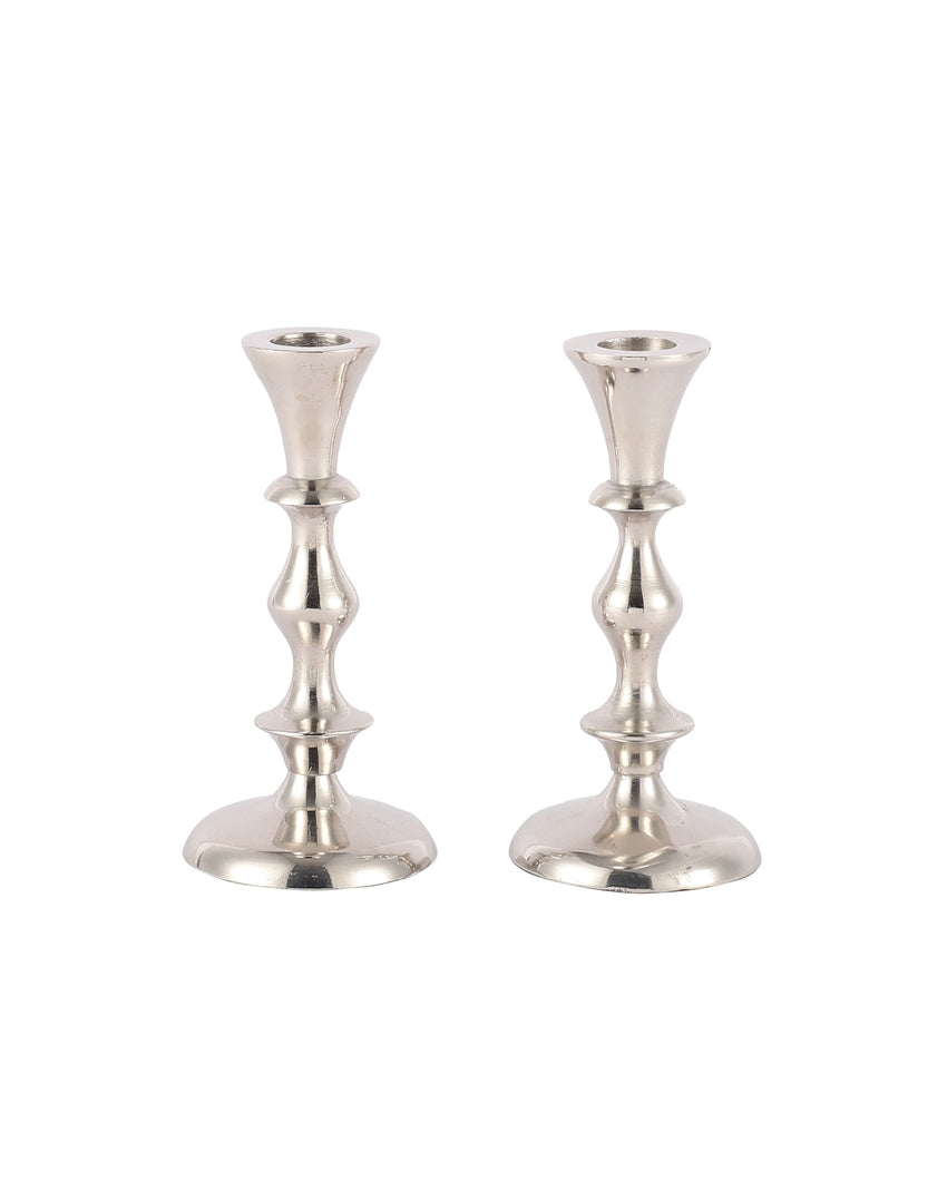 Elegant Aluminium Centerpiece Candle Stands | Set of 2 | 3 x 6 inches