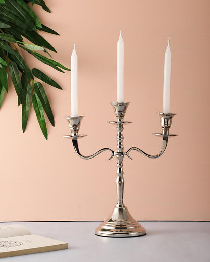 Elegant Three Arm Design For Hosting Candlelight Events Aluminium Candle Holder | 10 x 4 x 11 inches