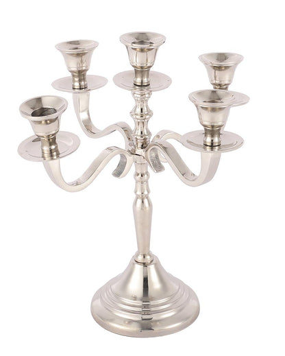 Graceful Five Arm Design For Ambience Any Space Aluminium Candle Holder | 10 x 4 x 11 inches