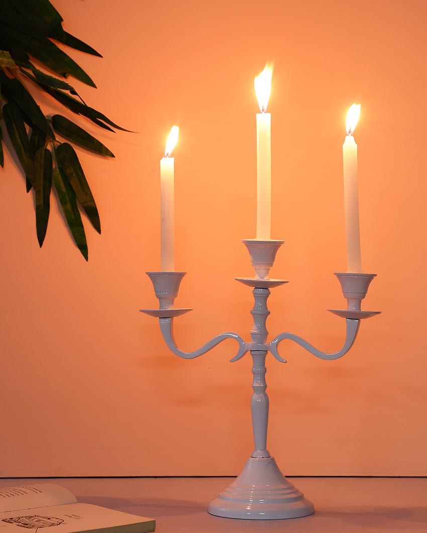 Elegant Three Arm Design For Hosting Candlelight Events Aluminium Candle Holder | 10 x 4 x 11 inches