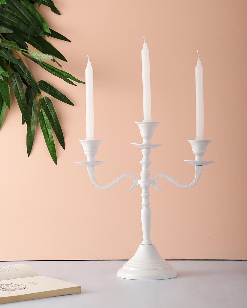 Elegant Three Arm Design For Hosting Candlelight Events Aluminium Candle Holder | 10 x 4 x 11 inches