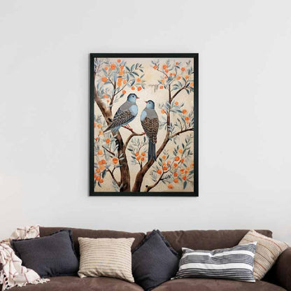 Two Pigeon Abstract Canvas Artisan Wall Painting