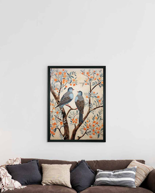 Two Pigeon Abstract Canvas Artisan Wall Painting