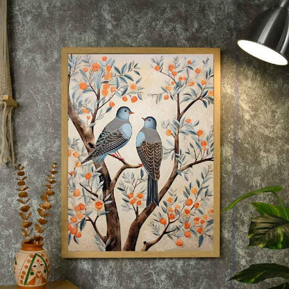 Two Pigeon Abstract Canvas Artisan Wall Painting