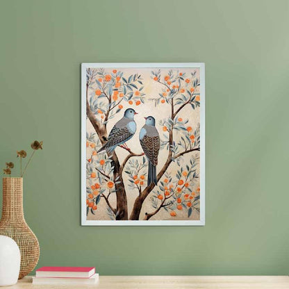 Two Pigeon Abstract Canvas Artisan Wall Painting