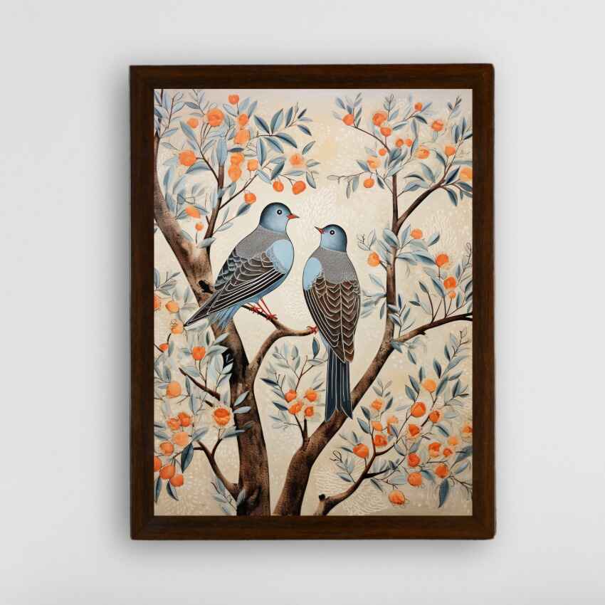 Two Pigeon Abstract Canvas Artisan Wall Painting