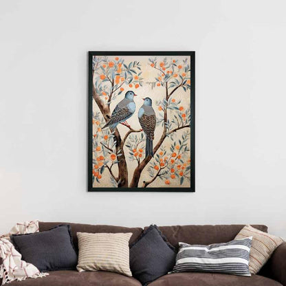 Two Pigeon Abstract Canvas Artisan Wall Painting