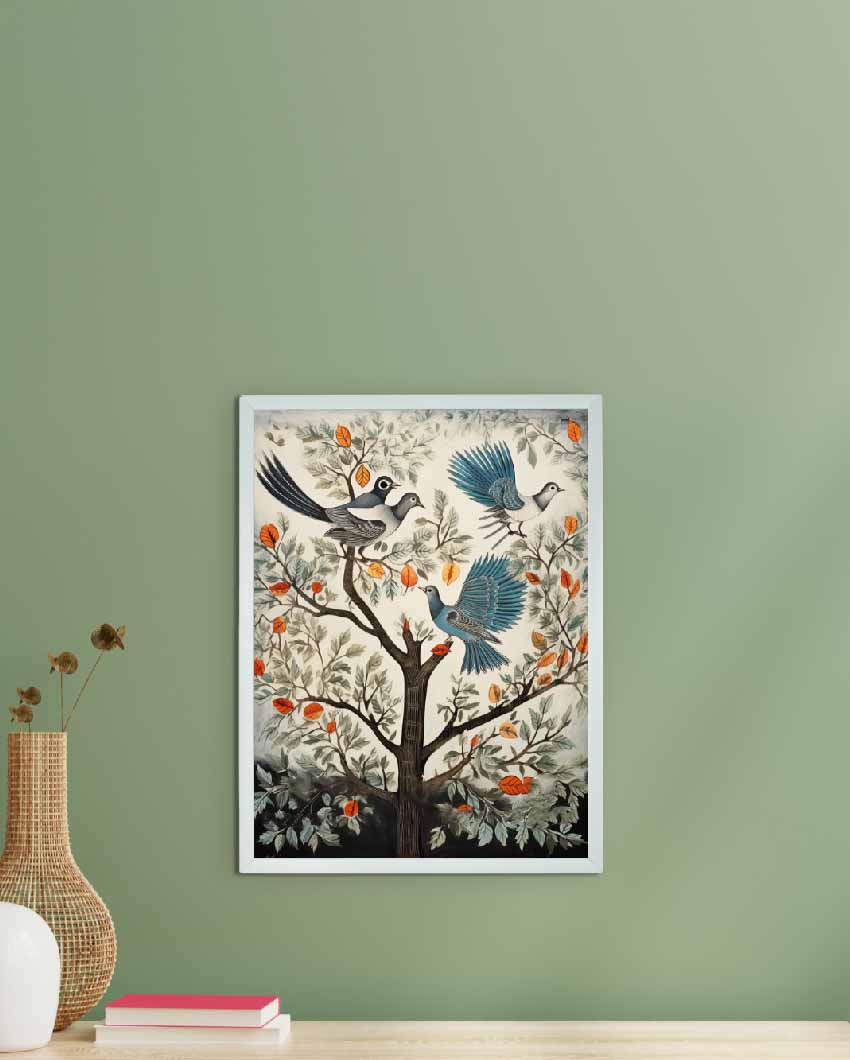 Four Pigeon Abstract Canvas Artisan Wall Painting