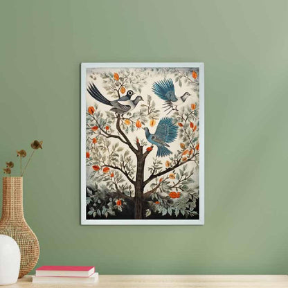 Four Pigeon Abstract Canvas Artisan Wall Painting