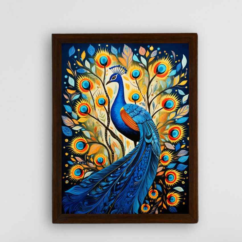 Peacock Bloom Canvas Elegance Wall Painting