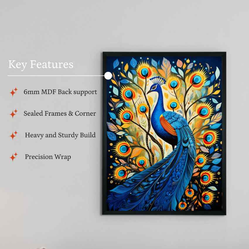 Peacock Bloom Canvas Elegance Wall Painting