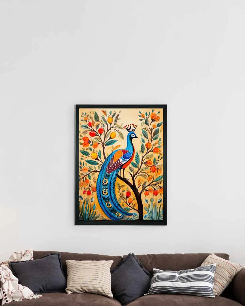 Peacock Blooms Canvas Artisan Wall Painting