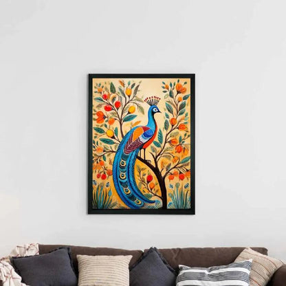 Peacock Blooms Canvas Artisan Wall Painting