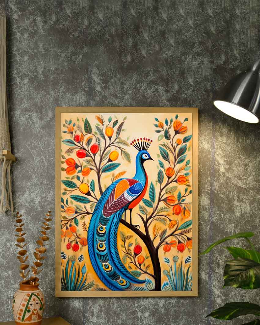 Peacock Blooms Canvas Artisan Wall Painting