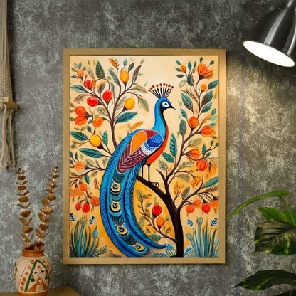 Peacock Blooms Canvas Artisan Wall Painting