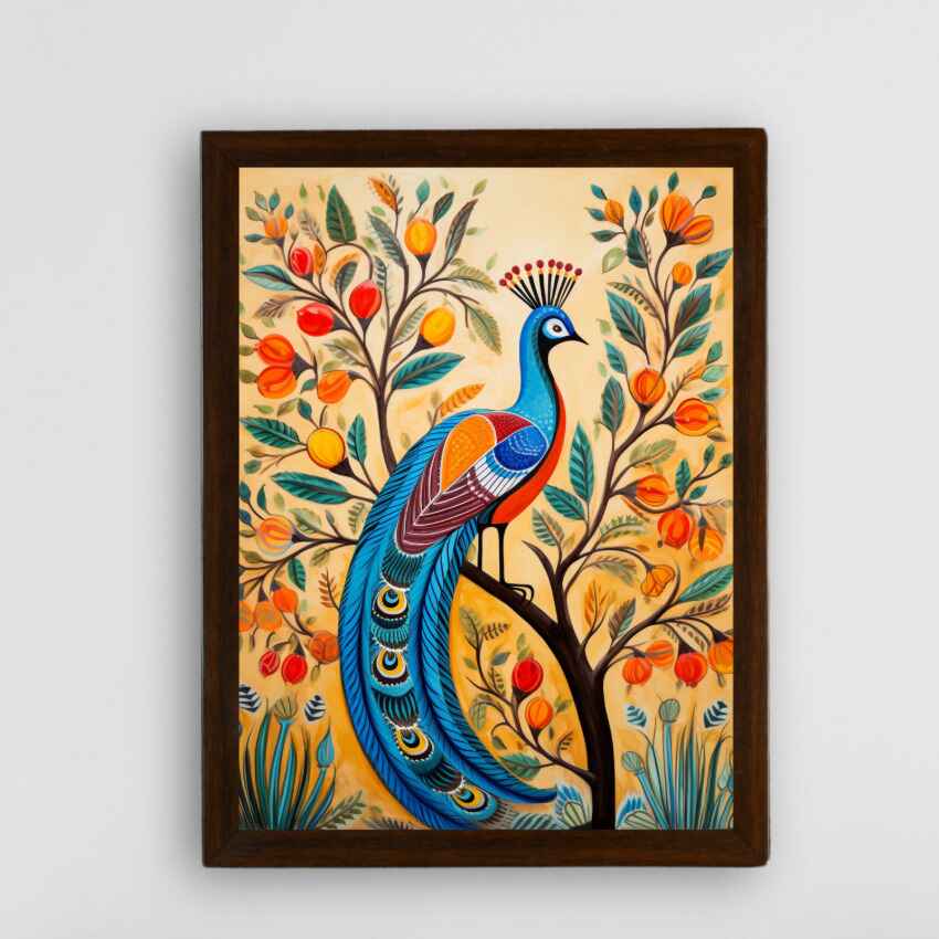 Peacock Blooms Canvas Artisan Wall Painting