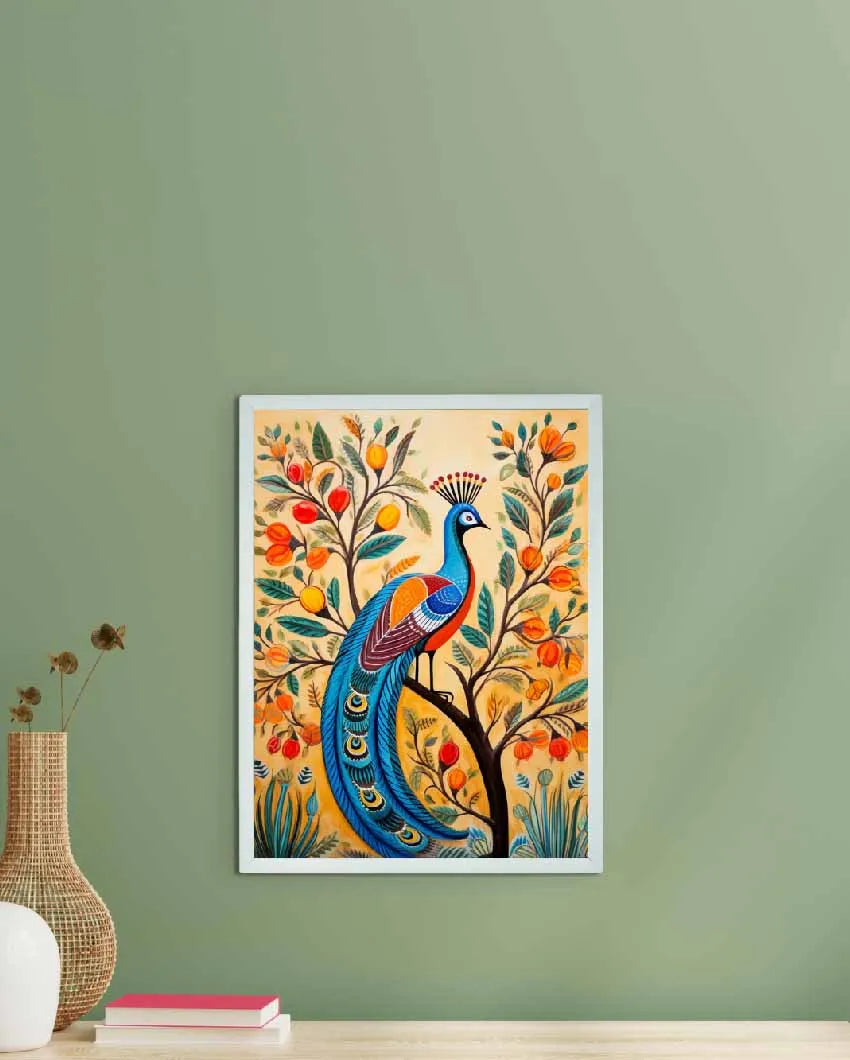 Peacock Blooms Canvas Artisan Wall Painting