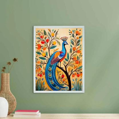 Peacock Blooms Canvas Artisan Wall Painting