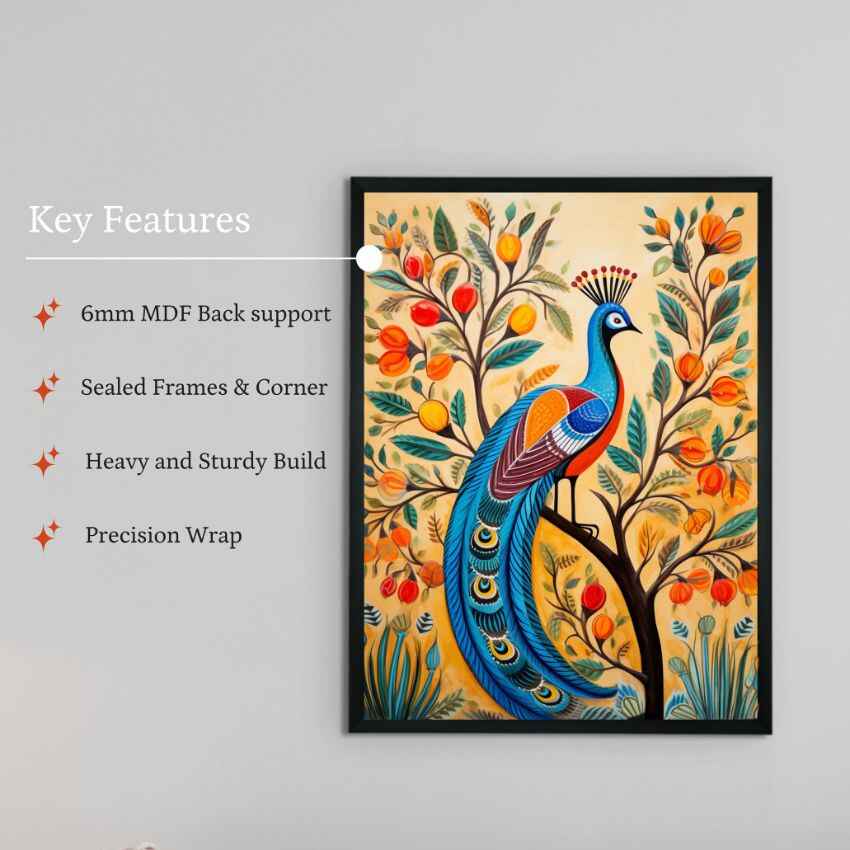 Peacock Blooms Canvas Artisan Wall Painting