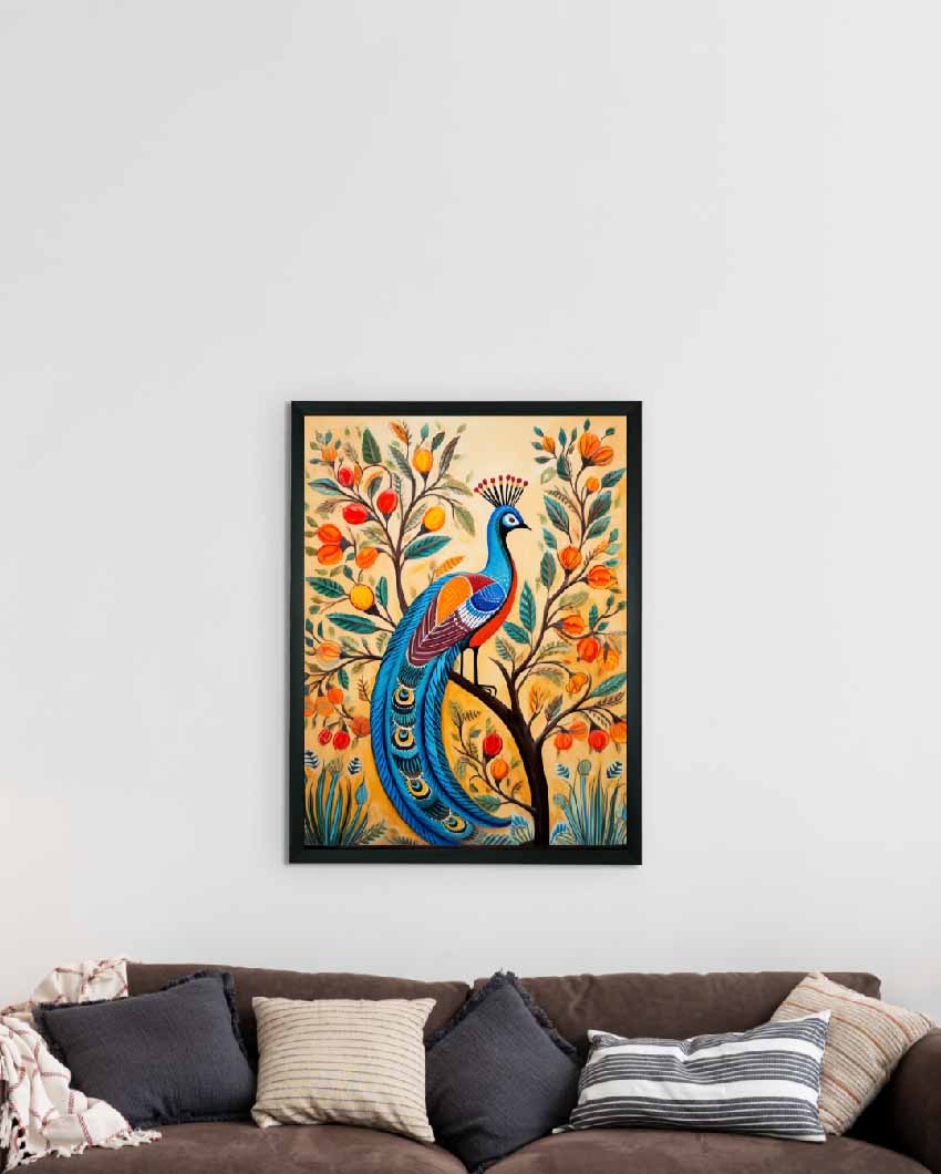 Peacock Blooms Canvas Artisan Wall Painting