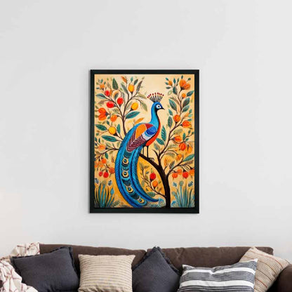 Peacock Blooms Canvas Artisan Wall Painting